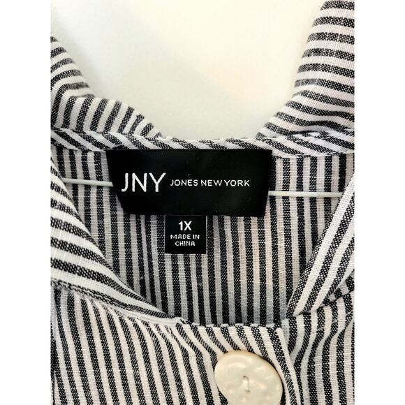 NWT Jones New York Lightweight Jacket Striped Hood Linen New With Tag Size 1X - Picture 5 of 13